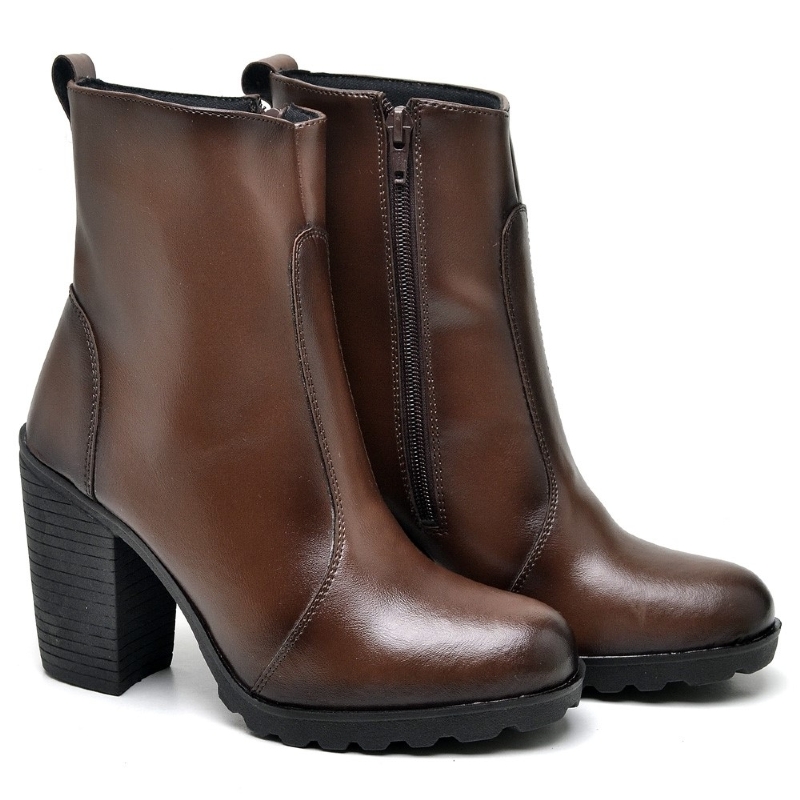 Bota Coturno de Salto Feminino Marrom "KATE" 1008DB
