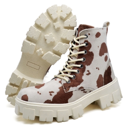 Bota Coturno Feminino Tratorado Estampa Caramelo "COW" 1104DB