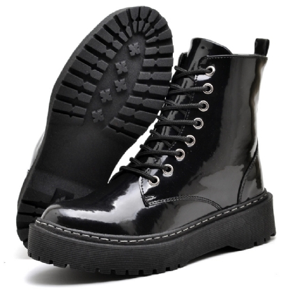 Coturno Tratorado Feminino Preto Verniz "DÖMO" 1105DB