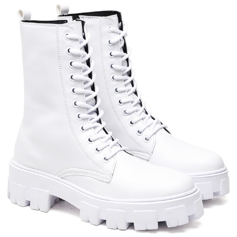 Bota Coturno Feminino White Cano Alto "Nevasca" 1801DB