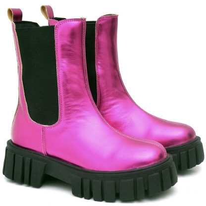 Bota Coturno Tratorado Feminino Rosa "HILLS" 1506DB