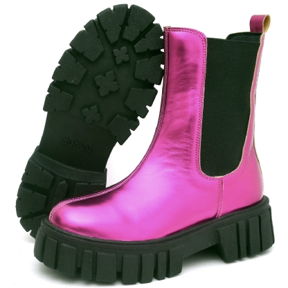 Bota Coturno Tratorado Feminino Rosa "HILLS" 1506DB