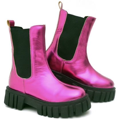 Bota Coturno Tratorado Feminino Rosa "HILLS" 1506DB