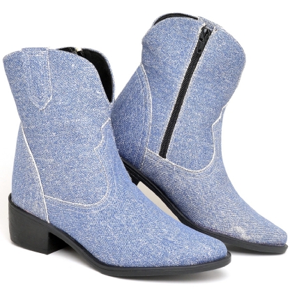 Bota Country Feminina Jeans "WESTERN" 1701DB