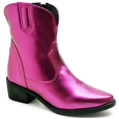 Bota Country Feminina Rosa Metalizado "WESTERN" 1701DB