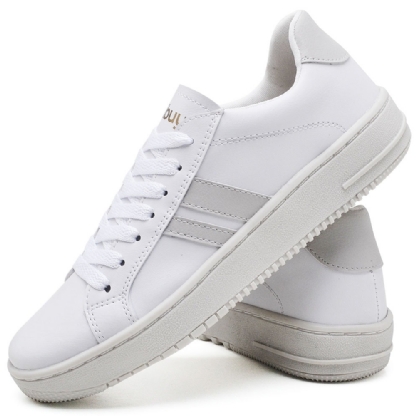 Tênis Casual Feminino Branco com Listras "STREET" 022DB