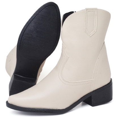 Bota Country Feminina Off-White "WESTERN" 1701DB
