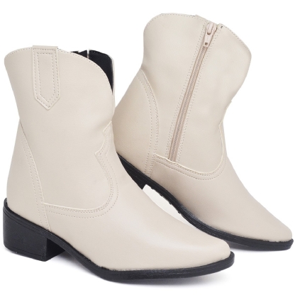 Bota Country Feminina Off-White "WESTERN" 1701DB