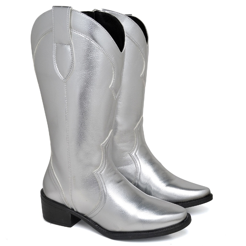 Bota Country Feminina Prata "WESTERN" 1703DB