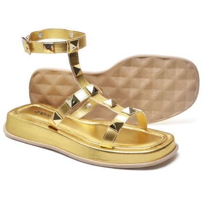 Sandália Plataforma Pirâmide Feminina Dourado "ZOE" 2053DB