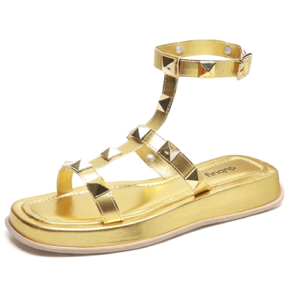 Sandália Plataforma Pirâmide Feminina Dourado "ZOE" 2053DB