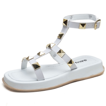 Sandália Plataforma Pirâmide Feminina Branco "ZOE" 2053DB
