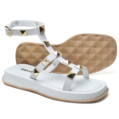 Sandália Plataforma Pirâmide Feminina Branco "ZOE" 2053DB