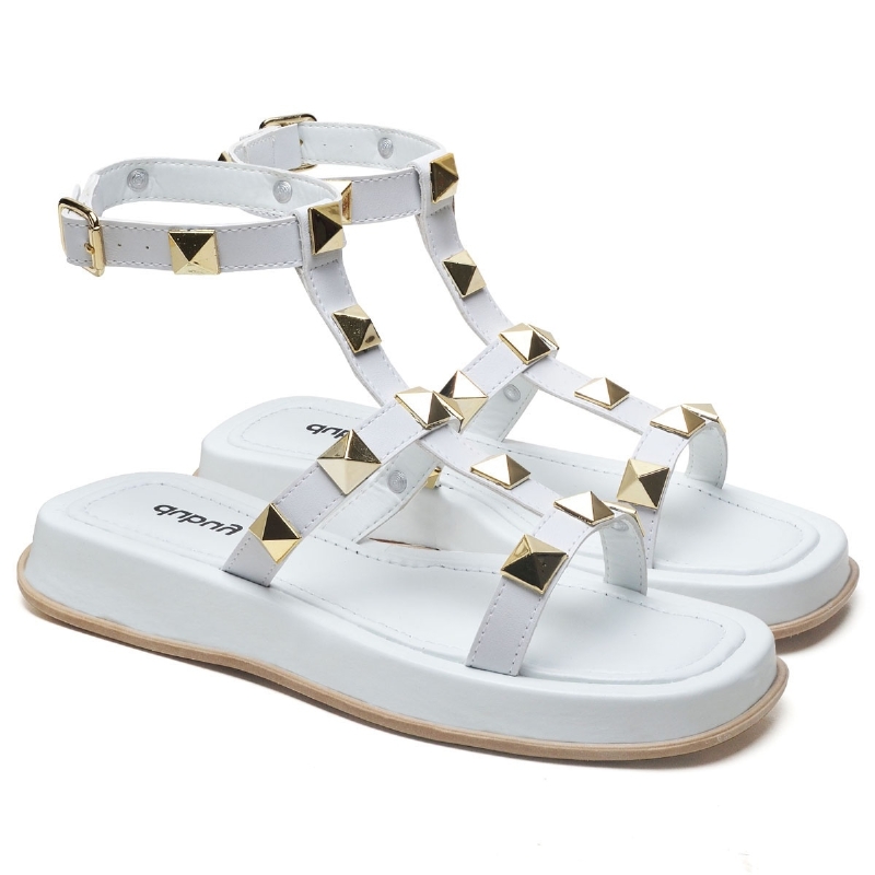 Sandália Plataforma Pirâmide Feminina Branco "ZOE" 2053DB