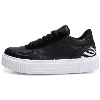 Tênis Sneacker Feminino Preto Animal Print "AURORA" 037DB
