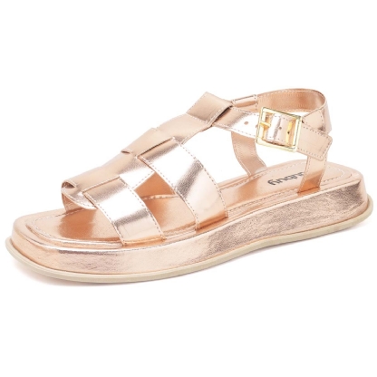 Sandália Plataforma Feminina Rosê Gold "DORA" 2056DB
