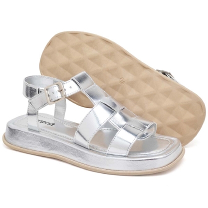 Sandália Plataforma Feminina Prata "DORA" 2056DB
