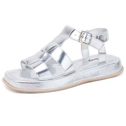 Sandália Plataforma Feminina Prata "DORA" 2056DB