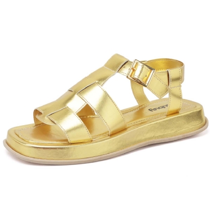 Sandália Plataforma Feminina Dourado "DORA" 2056DB