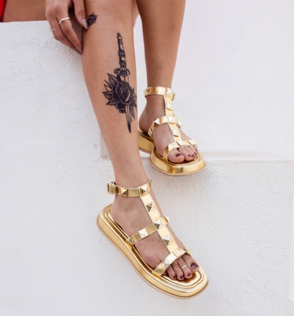 Sandália Plataforma Pirâmide Feminina Dourado "ZOE" 2053DB