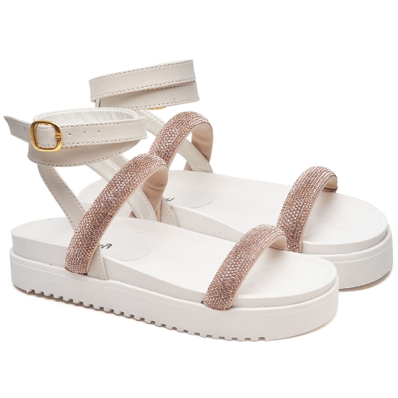 Sandália Rasteira Feminina Off White "JADE" 2060DB