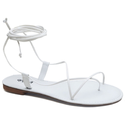 Sandália Rasteira Feminina Branco "LIA" 2032DB