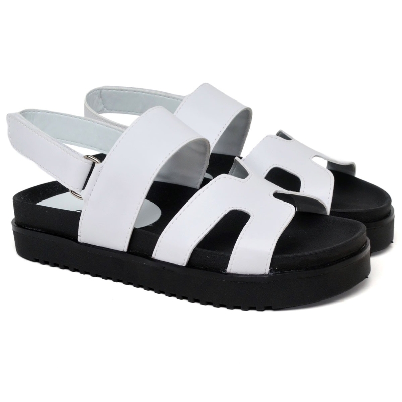 Sandália Papete Feminina Bicolor "EMA" 2058DB