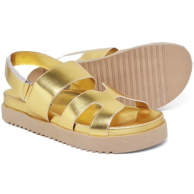 Sandália Papete Feminina Dourado "EMA" 2058DB