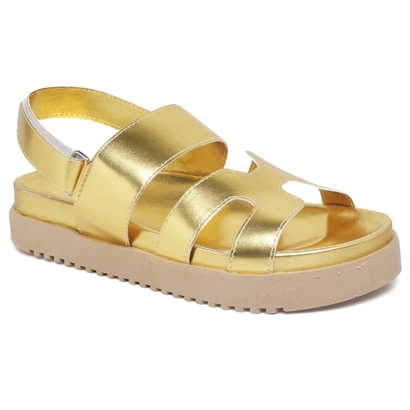 Sandália Papete Feminina Dourado "EMA" 2058DB