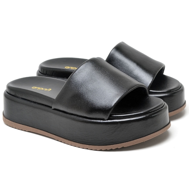 Tamanco Papete Chinela Feminino Preto "BABI" 2062DB