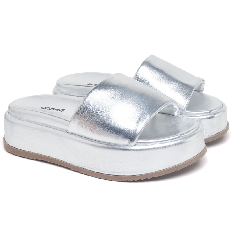 Tamanco Papete Chinela Feminino Prata "BABI" 2062DB