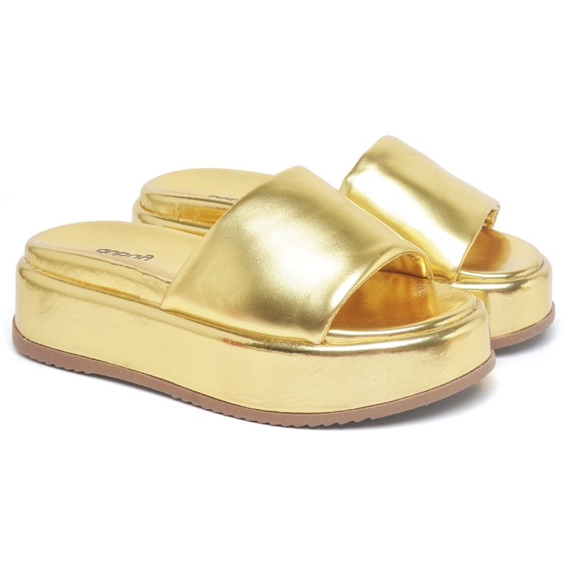 Tamanco Papete Chinela Feminino Dourado "BABI" 2062DB