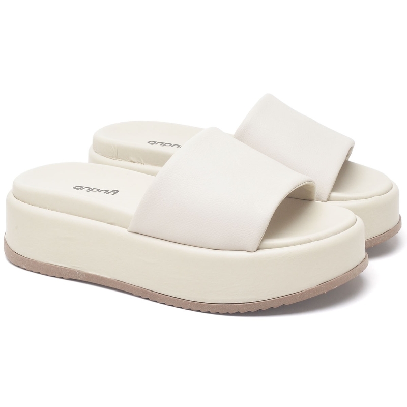 Tamanco Papete Chinela Feminino Off-White "BABI" 2062DB
