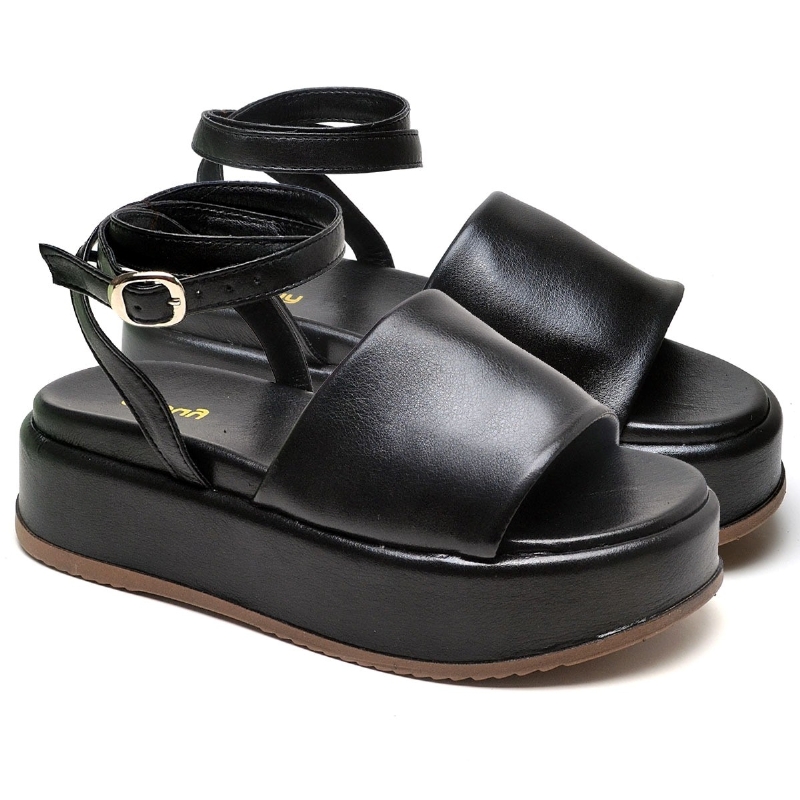 Tamanco Papete Chinela Feminino Preto "MADU" 2065DB