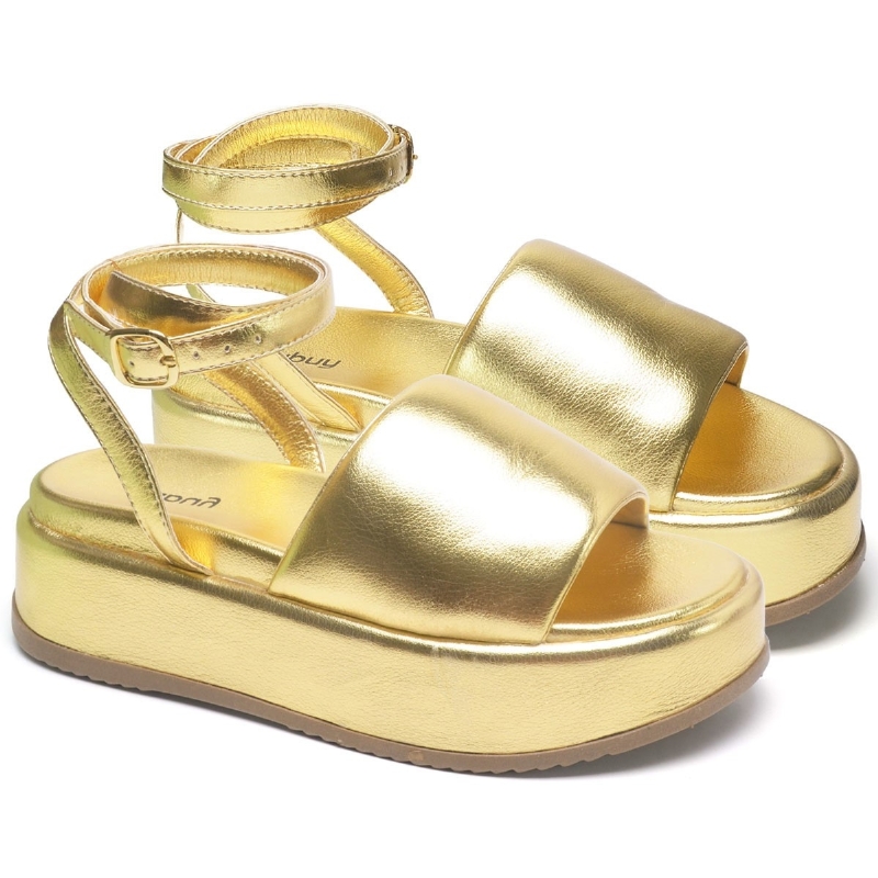 Tamanco Papete Chinela Feminino Dourado "MADU" 2065DB