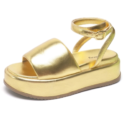 Tamanco Papete Chinela Feminino Dourado "MADU" 2065DB
