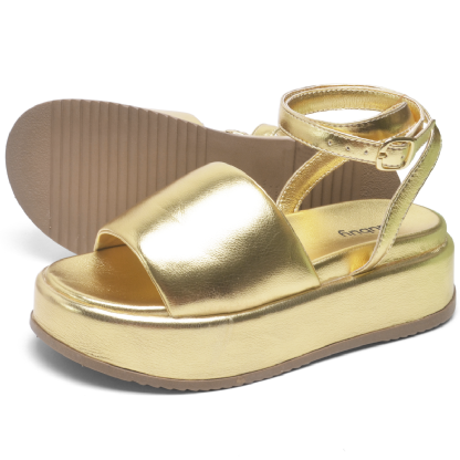 Tamanco Papete Chinela Feminino Dourado "MADU" 2065DB