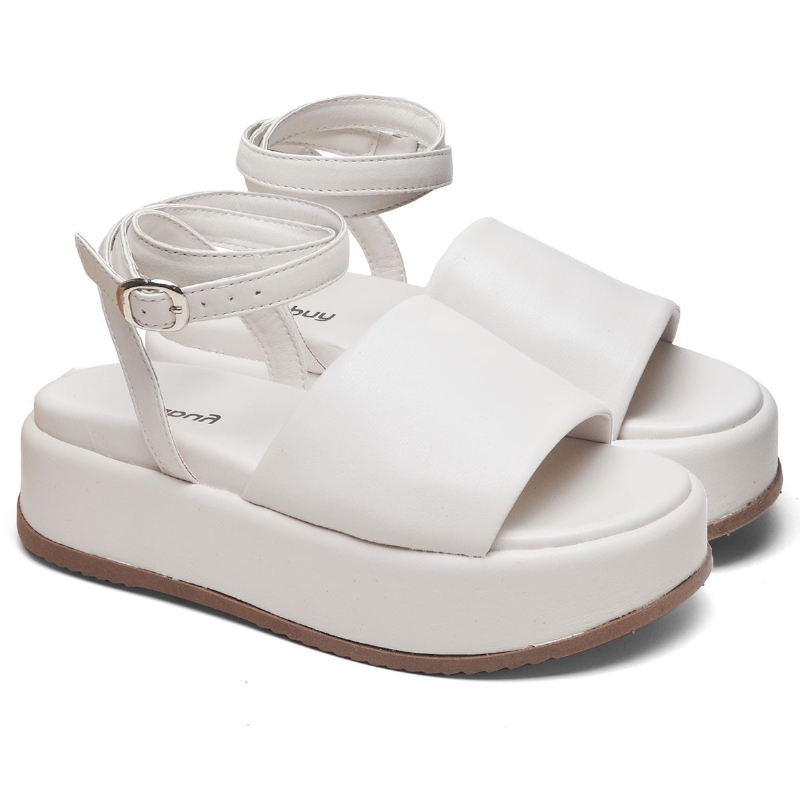 Tamanco Papete Chinela Feminino Off White "MADU" 2065DB