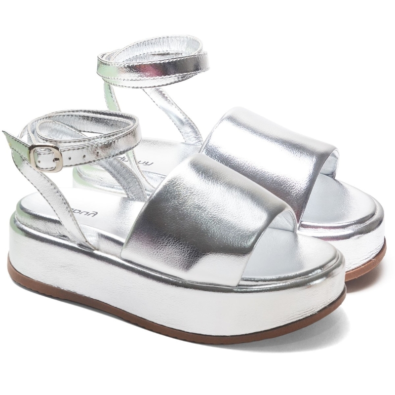 Tamanco Papete Chinela Feminino Prata "MADU" 2065DB
