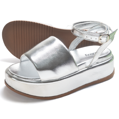 Tamanco Papete Chinela Feminino Prata "MADU" 2065DB