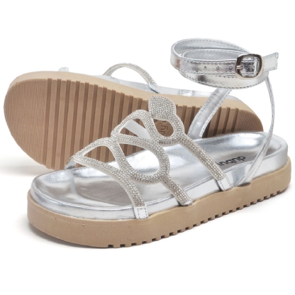 Sandália Papete Feminino Prata Cobra "CORA" 2066DB