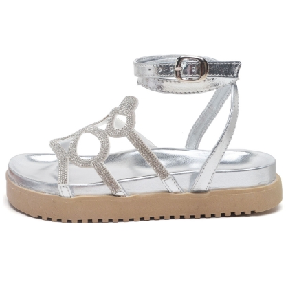 Sandália Papete Feminino Prata Cobra "CORA" 2066DB