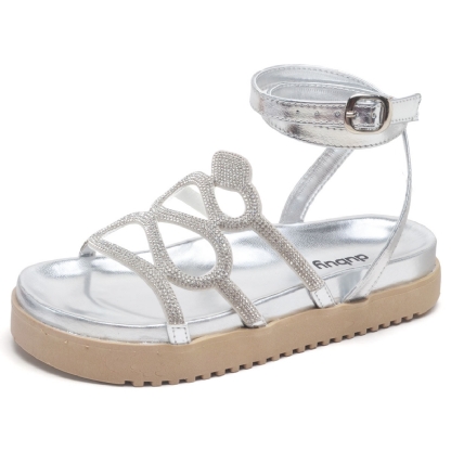 Sandália Papete Feminino Prata Cobra "CORA" 2066DB