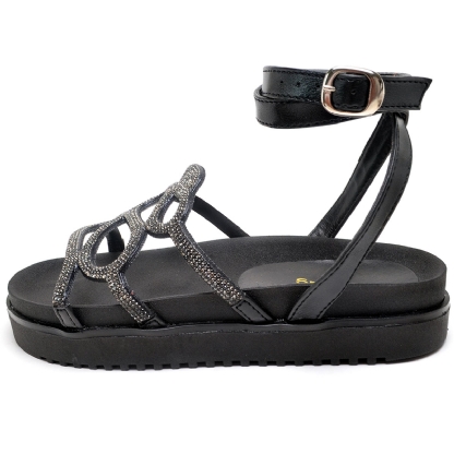 Sandália Papete Feminino Preto Cobra "CORA" 2066DB