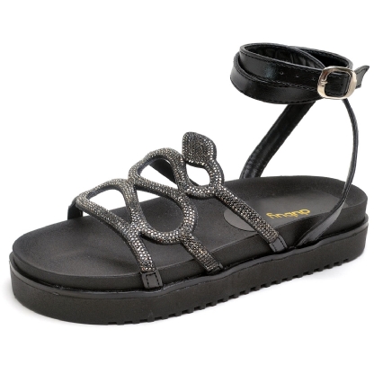 Sandália Papete Feminino Preto Cobra "CORA" 2066DB