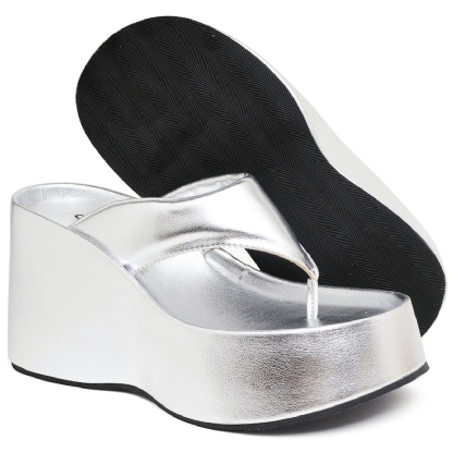 Tamanco Papete Chinela Feminino Prata "VIK" 2100DB