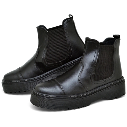 Bota Coturno Feminino Tratorada Preto "AMY" 1508DB