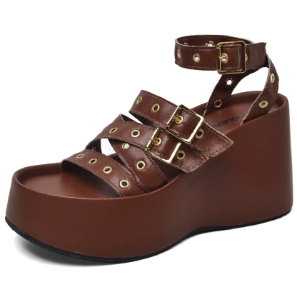 Tamanco Sandália Plataforma Feminino Marrom "BLAIR" 2102DB