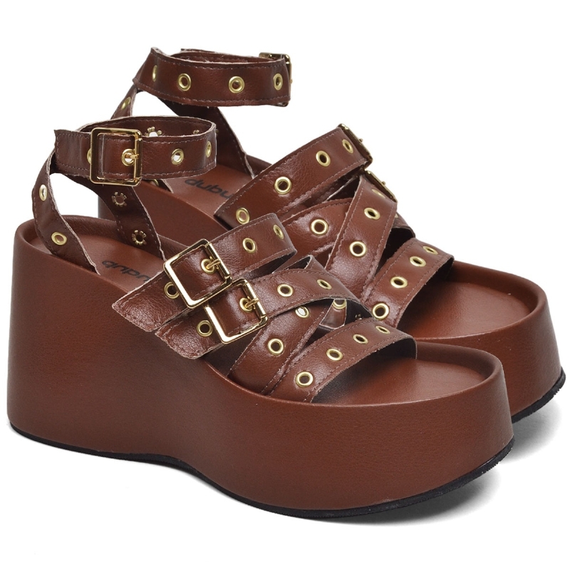 Tamanco Sandália Plataforma Feminino Marrom "BLAIR" 2102DB