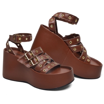 Tamanco Sandália Plataforma Feminino Marrom "BLAIR" 2102DB